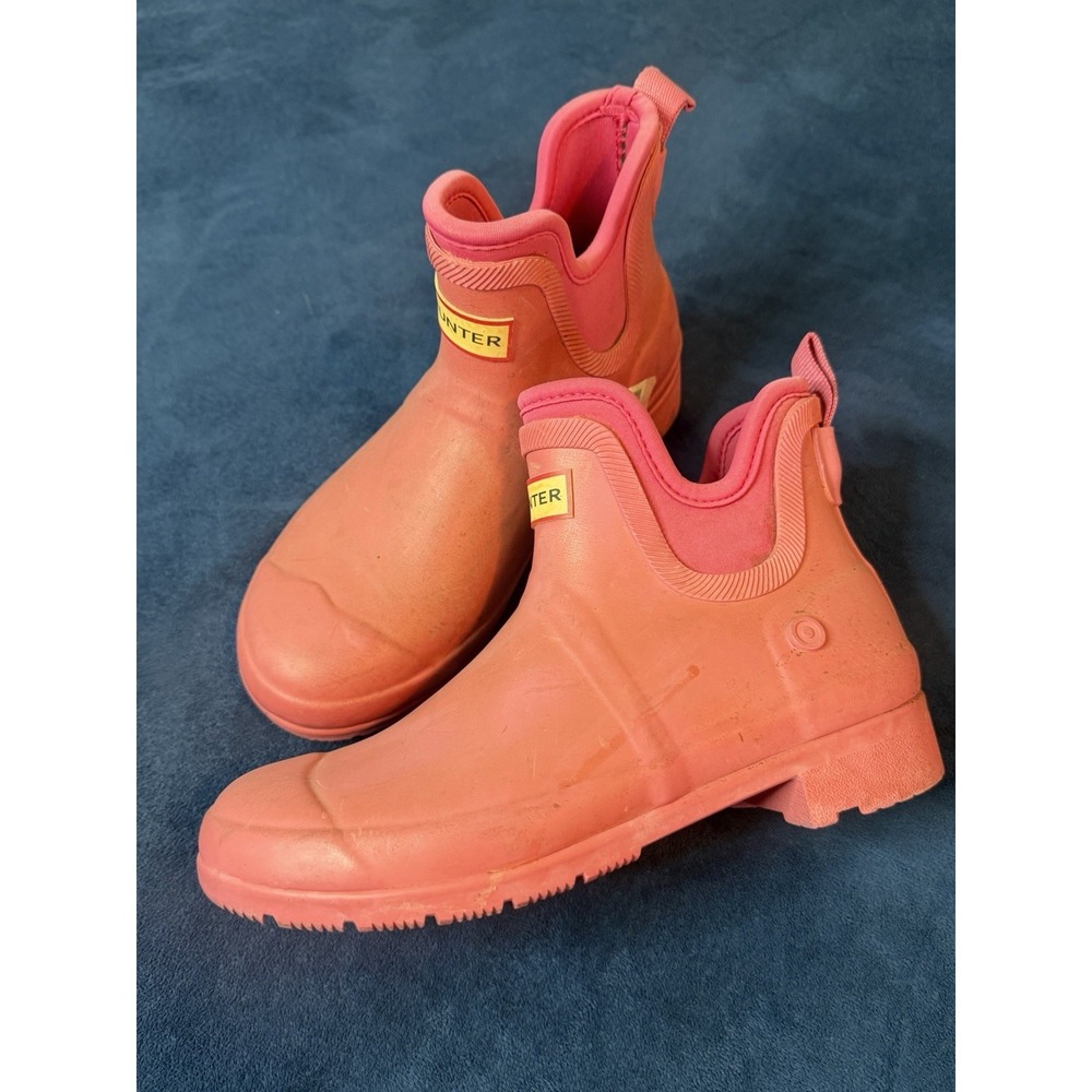 Hunter Original Chelsea Rain Boots Orange Waterproof Rubber Women's 7 Fishing